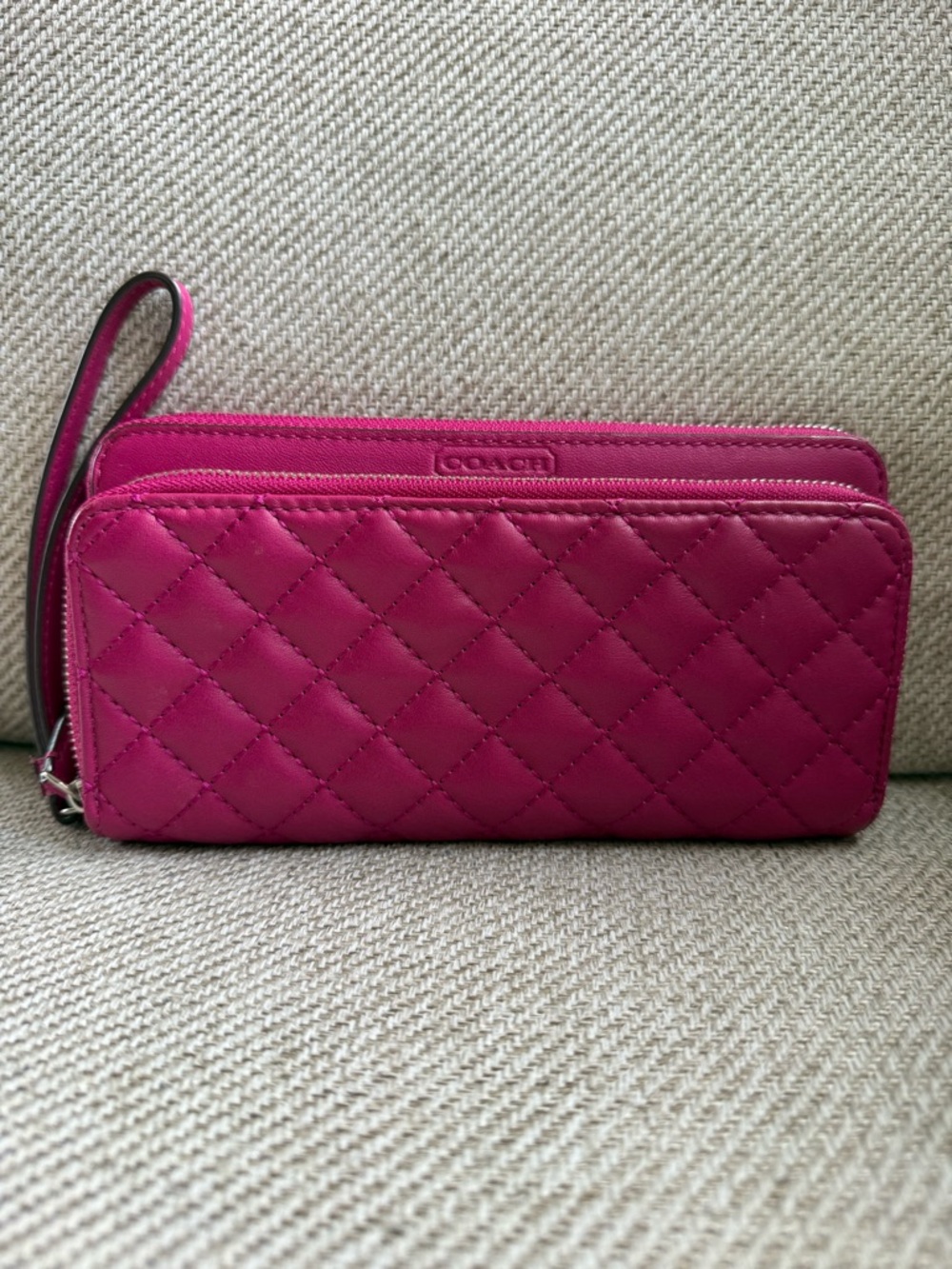 Coach Quilted Wristlet in Fuchsia Pink